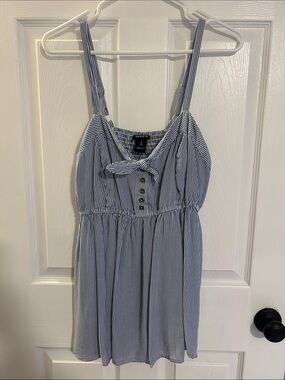 Torrid Blue and White Striped Babydoll Tank